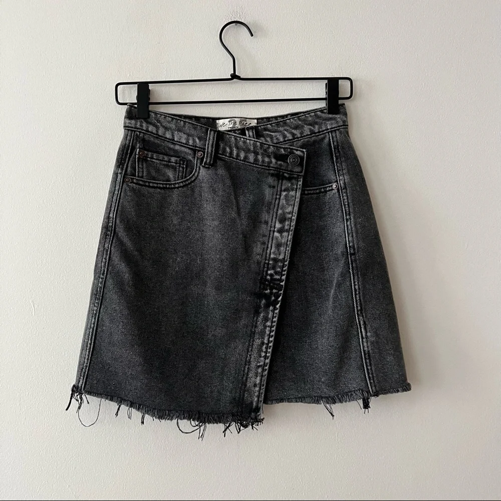 Free People Parker Crossover Denim Mini Skirt
